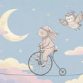 Bunny on Penny Farthing Night Sky Mural Wallpaper — Whimsical Style Mural Wallpaper - room preview 04