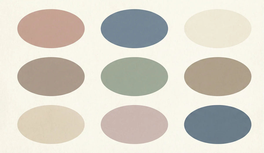 Geometric Wallpaper Mural – Pattern Wall Mural – Minimalist Retro Oval Geometric — Soft Palette printable artwork