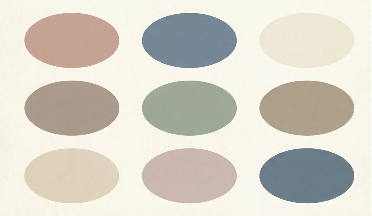 Minimalist Retro Oval Geometric Mural Wallpaper — Soft Palette Mural Wallpaper - room preview 04