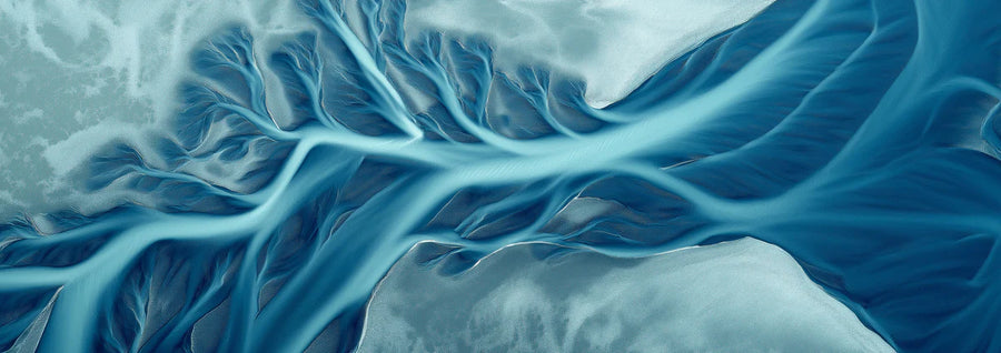 Landscape Wallpaper Mural – Scenery Wall Mural – Aerial River Delta — Fluid Nature Art printable artwork