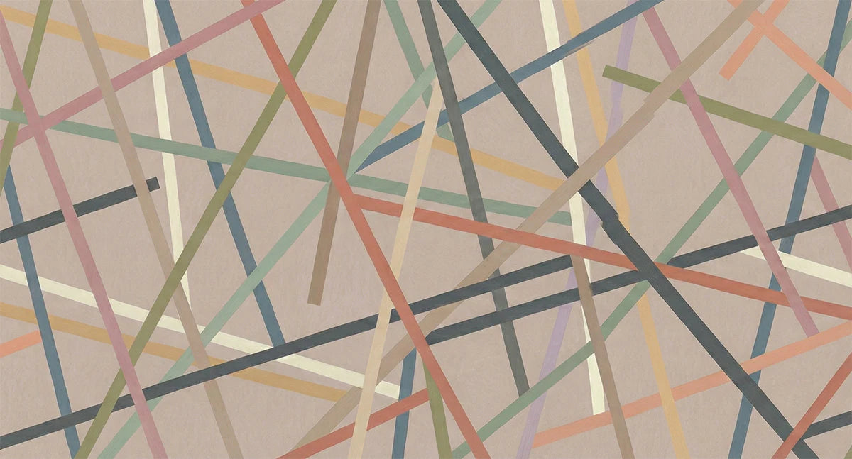 Intersecting Linear Abstract Mural Wallpaper — Modern Earthy Tones Mural Wallpaper - room preview 04