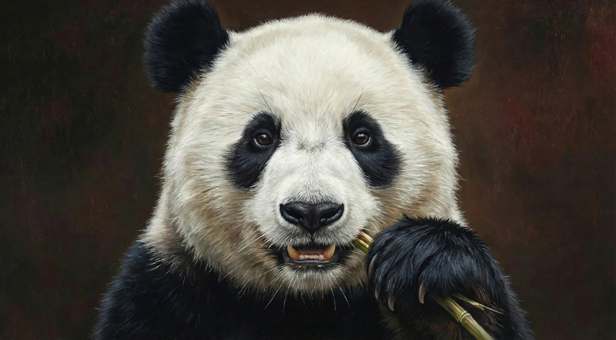 Giant Panda Close-Up Mural Wallpaper — Realistic Animal Portrait Mural Wallpaper - room preview 04