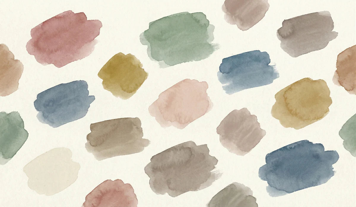 Abstract Watercolor Brushstroke Mural in Soft Earth Tones Mural Wallpaper - room preview 04