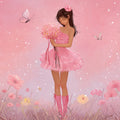 Ballerina Girl with Floral Meadow Mural Wallpaper — Whimsical Pink Mural Wallpaper - room preview 04
