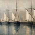 Vintage Harbor Fishing Boats Mural Wallpaper —Oil Painting Style Mural Wallpaper - room preview 04