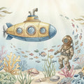 Underwater Exploration Mural Wallpaper — Vintage Deep Sea Design Mural Wallpaper - room preview 04