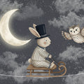 Starry Bunny and Owl Night Sky Mural Wallpaper — Whimsical Decor Mural Wallpaper - room preview 04