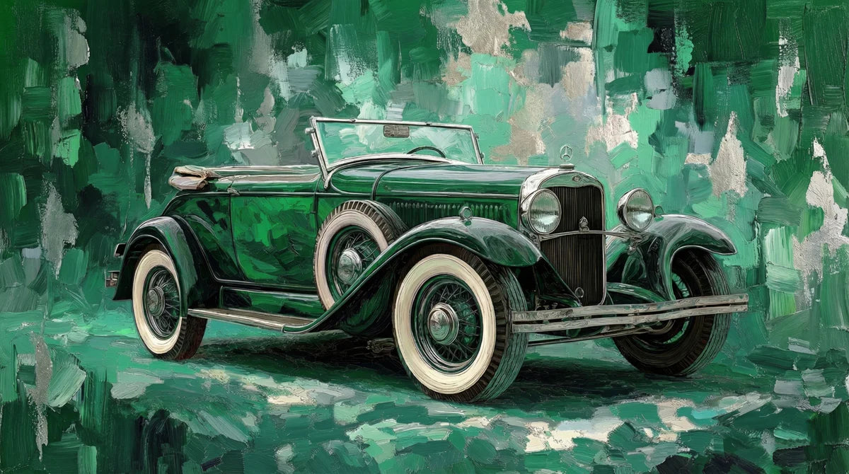 Vintage Emerald Convertible Oil Painting Mural Wallpaper - room preview 04