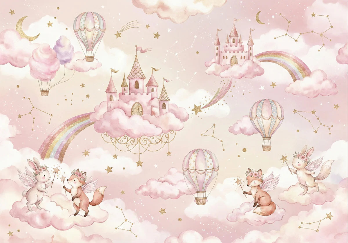 Cloud Kingdom Mural Wallpaper — Whimsical Nursery Illustration Mural Wallpaper - room preview 04