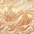 Volcanic Ocean Fantasy Mural Wallpaper — Whimsical Coastal Art Mural Wallpaper - room preview 04