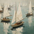 Impressionist Harbor Sailboat Mural Wallpaper — Artistic Marine View Mural Wallpaper - room preview 04