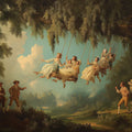 Rococo Garden Swing Mural Wallpaper — Vintage Romantic Scene Mural Wallpaper - room preview 04