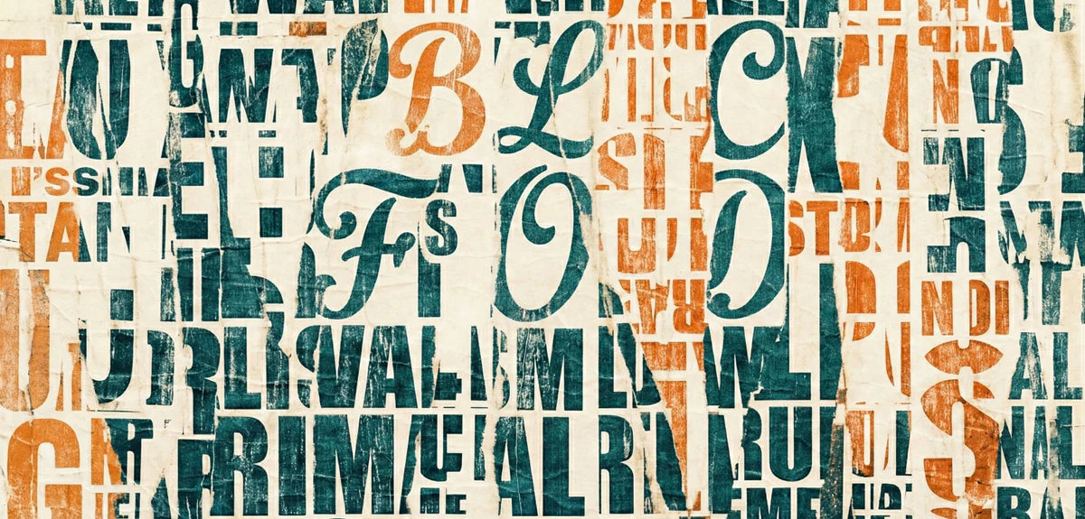 Distressed Typography Collage Mural Wallpaper — Industrial Urban Style Mural Wallpaper - room preview 04