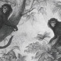 Vintage Jungle Monkey Mural Wallpaper —Etched Botanical Style Mural Wallpaper - room preview 04