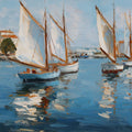 Mediterranean Sailboat Harbor Mural Wallpaper — Impressionist Art Mural Wallpaper - room preview 04