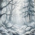 Snowy Winter Forest Mural Wallpaper — Impressionistic Scenery Mural Wallpaper - room preview 04