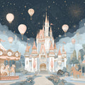 Fantasy Castle and Carousel Mural Wallpaper — Whimsical Night Scene Mural Wallpaper - room preview 04