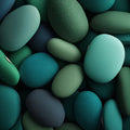 Teal and Emerald River Pebble Mural Wallpaper — Modern Organic Mural Wallpaper - room preview 04