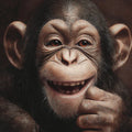 Smiling Chimpanzee Portrait Mural Wallpaper — Artistic Realism Mural Wallpaper - room preview 04