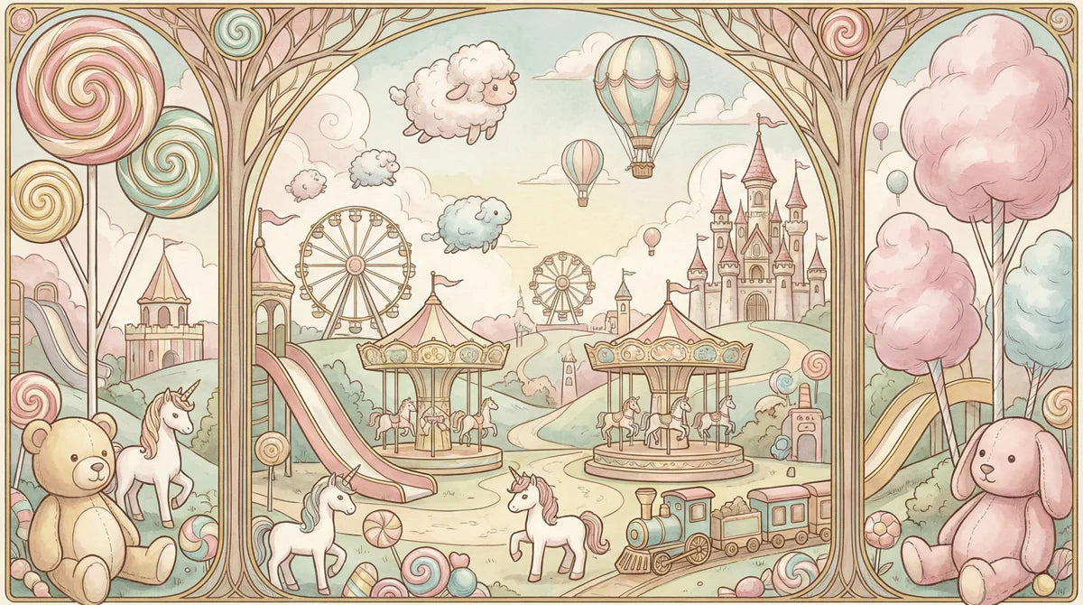 Candy Land Carnival Mural Wallpaper — Whimsical Storybook Scene Mural Wallpaper - room preview 04