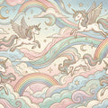 Winged Unicorns and Pastel Rainbows Mural Wallpaper — Whimsical Decor Mural Wallpaper - room preview 04