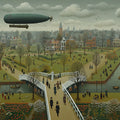 Vintage Dutch Townscape Mural Wallpaper — Whimsical Folk Art Mural Wallpaper - room preview 04