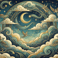 Celestial Phoenix Mural Wallpaper — Mythological Night Sky Art Mural Wallpaper - room preview 04