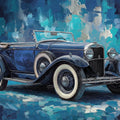Vintage Convertible Car Oil Painting Mural Wallpaper - room preview 04