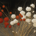 Crimson and Cream Dandelion Floral Mural Wallpaper - room preview 04