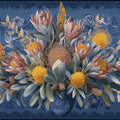 Vintage Protea and Banksia Floral Mural Wallpaper — Indigo Botanical Mural Wallpaper - room preview 04