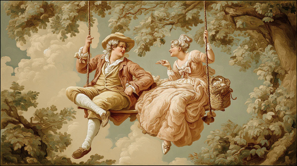 18th Century Lovers Mural Wallpaper — Rococo Art Scene Mural Wallpaper - room preview 04