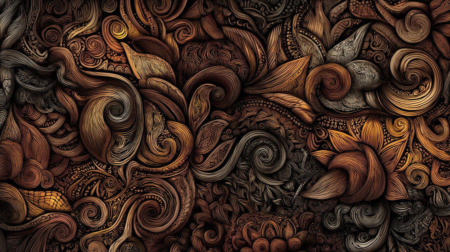 Abstract Wallpaper Mural – Modern Art Wall Mural – Abstract Swirl Relief — Warm Bronze and Copper printable artwork