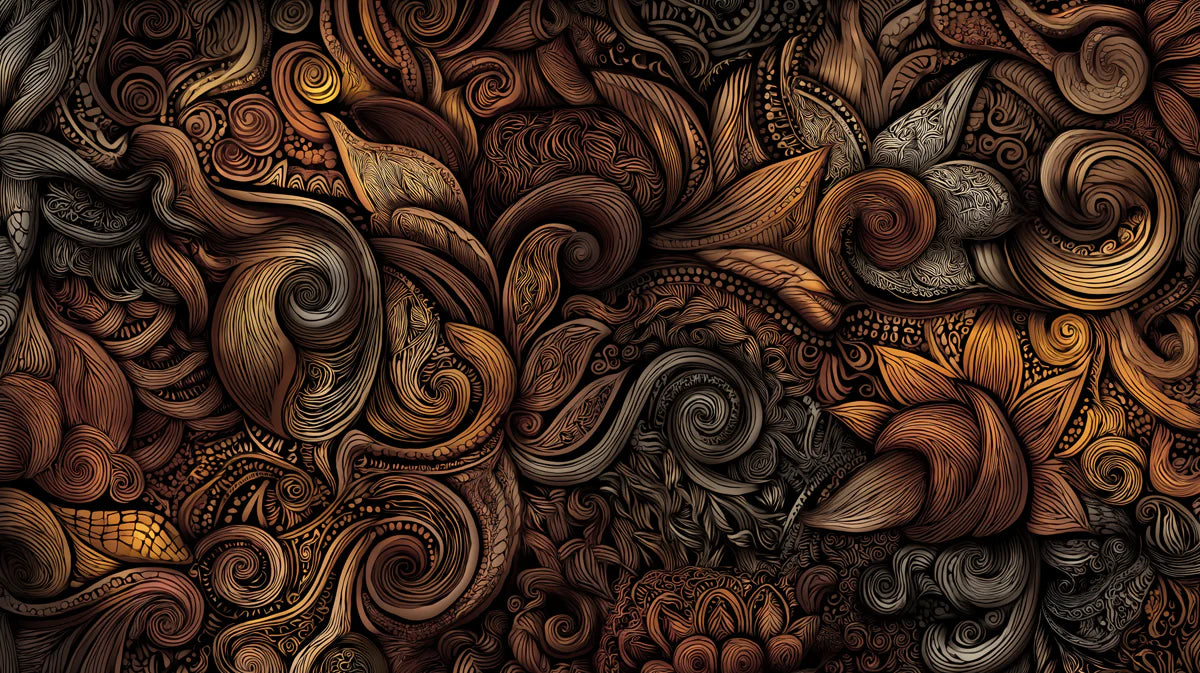 Abstract Swirl Relief Mural Wallpaper — Warm Bronze and Copper Mural Wallpaper - room preview 04