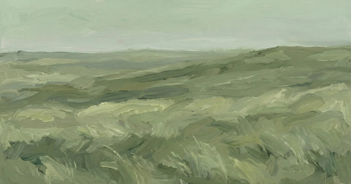 Abstract Meadow Landscape Mural Wallpaper — Painterly Green Art Mural Wallpaper - room preview 04