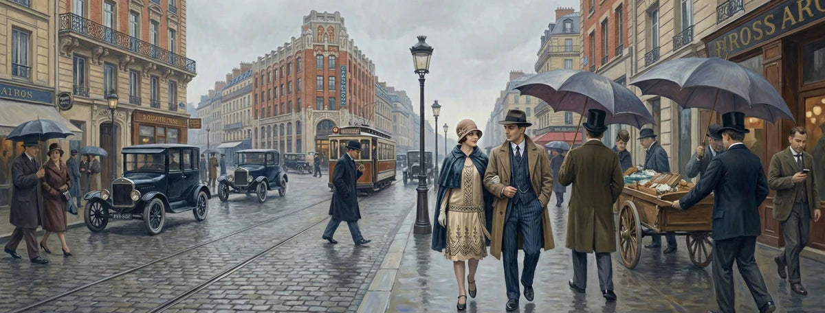 Vintage Parisian Street Scene Mural Wallpaper for Elegant Interiors Mural Wallpaper - room preview 04