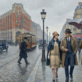 Vintage Parisian Street Scene Mural Wallpaper for Elegant Interiors Mural Wallpaper - room preview 04