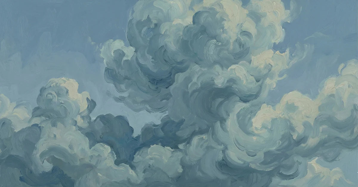 Impasto Sky Mural Wallpaper — Oil Painted Clouds Pattern Mural Wallpaper - room preview 04