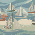 Watercolor Sailboat Mural Wallpaper — Artistic Coastal Design Mural Wallpaper - room preview 04