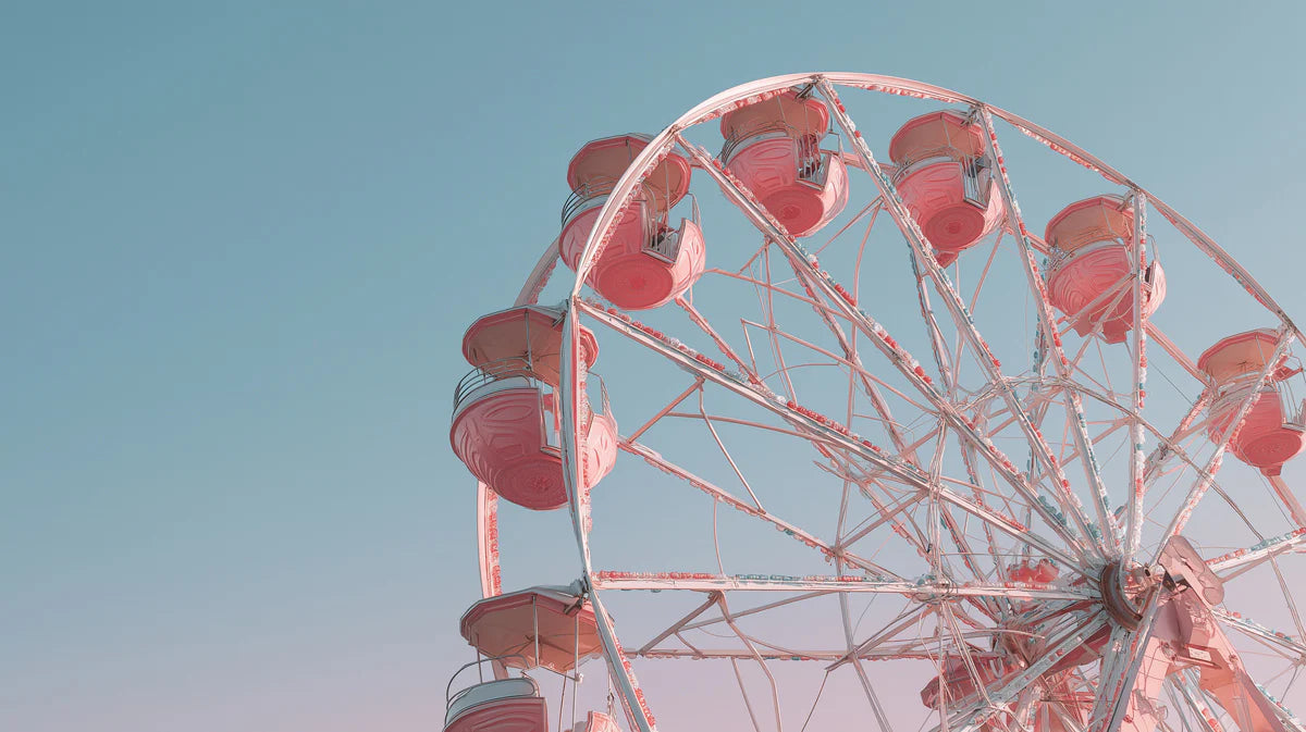 Ferris Wheel Pastel Sky Mural Wallpaper — Whimsical Summer Decor Mural Wallpaper - room preview 04