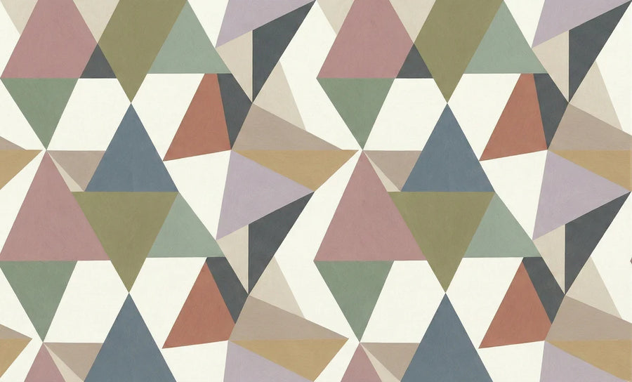 Geometric Wallpaper Mural – Pattern Wall Mural – Geometric Triangle Mosaic in Muted Earth Tones printable artwork