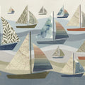 Sailboat Fleet Mural Wallpaper — Watercolor Nautical Sea Pattern Mural Wallpaper - room preview 04