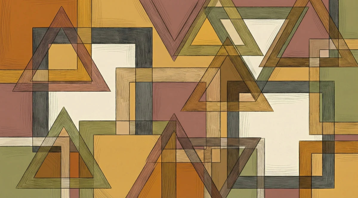 Abstract Geometric Mural Wallpaper — Retro Mid-Century Shapes Mural Wallpaper - room preview 04