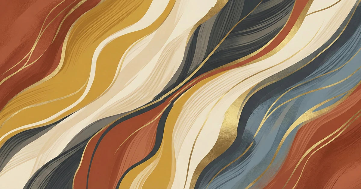 Fluid Abstract Mural Wallpaper — Wabi-Sabi Gold Wave Mural Wallpaper - room preview 04