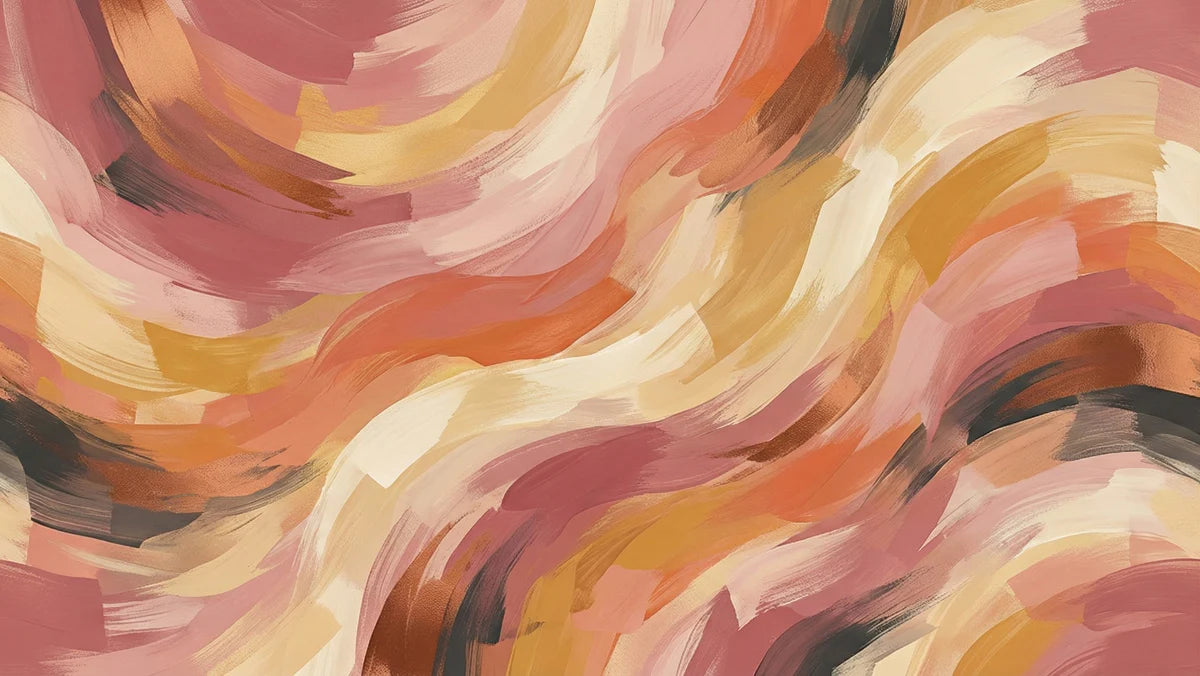 Abstract Swirl Mural Wallpaper — Warm Terracotta and Ochre Brushstrokes Mural Wallpaper - room preview 04