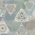 Bohemian Mandala Triangle Mural Wallpaper — Earthy Indigo Pattern Mural Wallpaper - room preview 04
