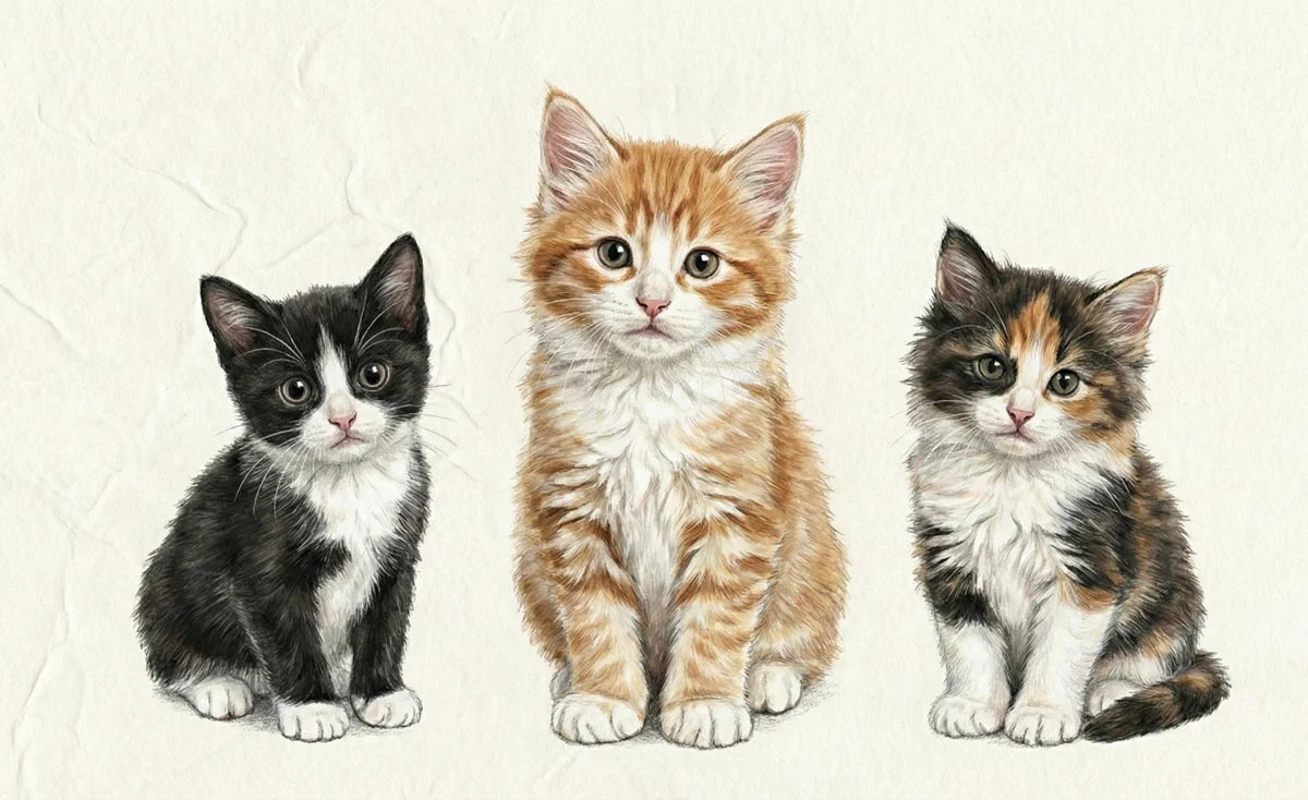 Three Little Kittens Mural Wallpaper — Whimsical Hand-Drawn Art Mural Wallpaper - room preview 04