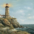 Coastal Lighthouse Mural Wallpaper — Vintage Seaside Cliff Landscape Mural Wallpaper - room preview 04