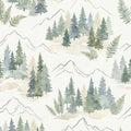 Watercolor Nordic Forest Mural Wallpaper — Scandinavian Tree Design Mural Wallpaper - room preview 04