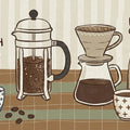 Vintage Coffee Bar Mural Wallpaper — Hand-Drawn Cafe Illustration Mural Wallpaper - room preview 04