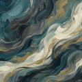 Teal and Charcoal Abstract Motion Mural Wallpaper — Painterly Style Mural Wallpaper - room preview 04